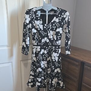 Elegant Black and White Floral Dress